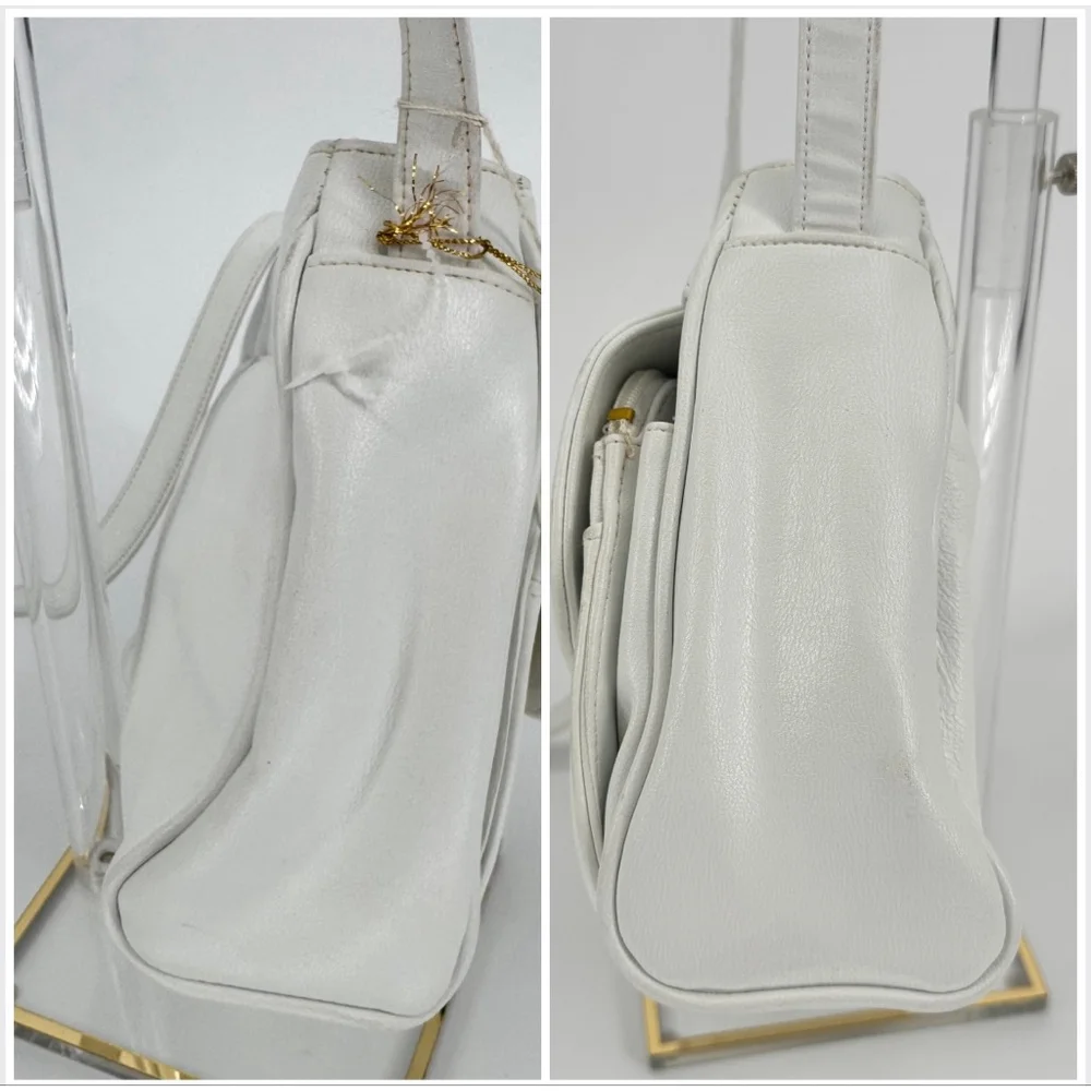 NWT Vintage Sereta White Leather Crossbody Bag Gold Hardware